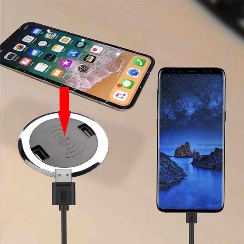 嵌入式无线充器 电竞桌办公桌面手机无线充 隐藏式智能家居小配件图3