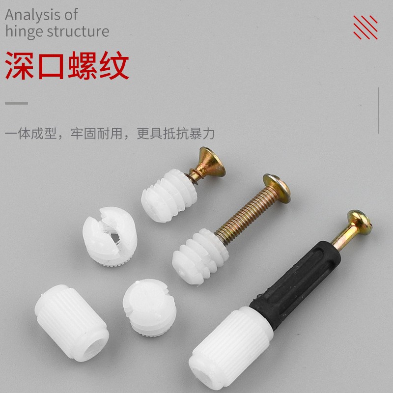 家具三合一连接件胶粒衣柜偏心轮螺丝预埋配件双头杆尼龙塑料螺母图3