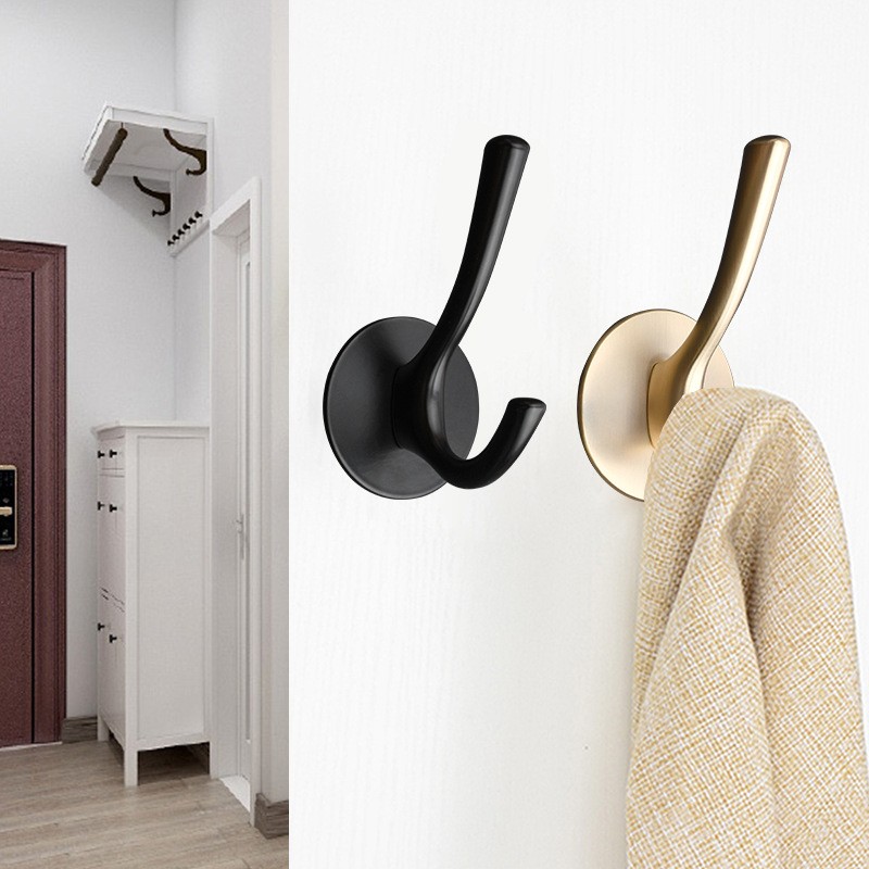 欧式简约黑色挂衣钩酒店宾馆卫生间橱柜墙壁单钩门后挂衣服衣帽钩图2
