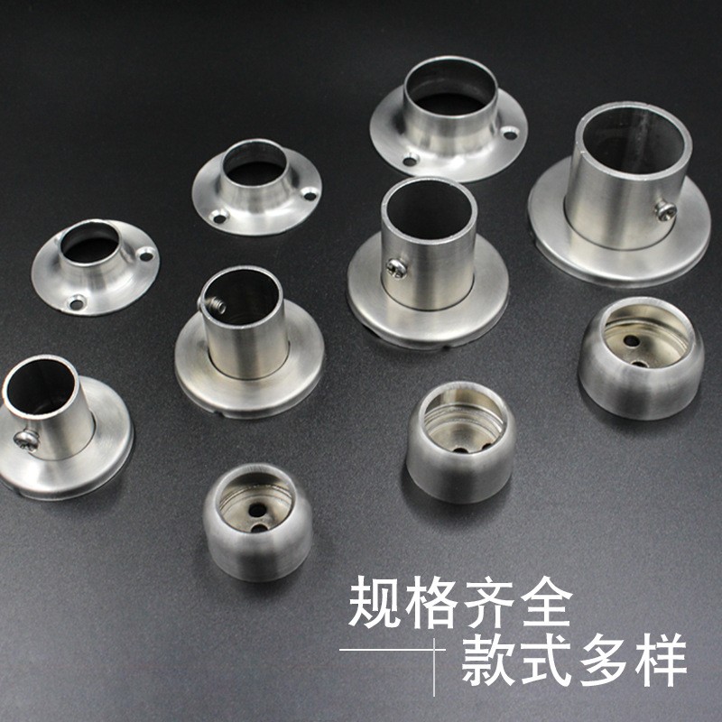 304不锈钢高脚法兰座明装衣柜挂衣杆托座圆管罗马杆底座毛巾杆座图3