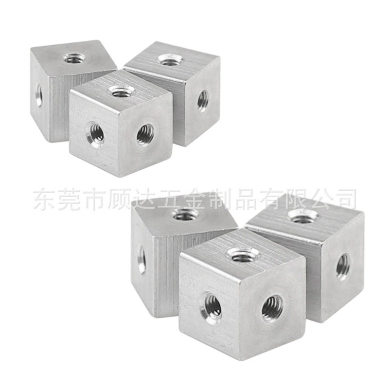 六面螺母铝合金固定块亚克力四方体三面固定螺母网红旋转 灯箱配件图2