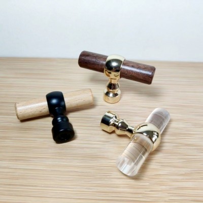 跨境亚克力拉手透明水晶橱柜浴室柜抽屉柜门把手轻奢黄铜拉手批发