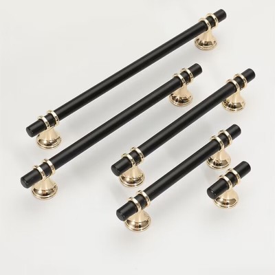 现代简约铝合金门把手美式黑色鞋柜衣柜橱柜加长柜门拉手家具五金