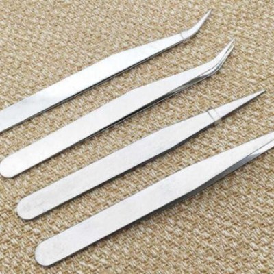 弯直型不锈钢薄镊子 园艺夹子燕窝挑毛睫毛美甲手工DIY 夹子工具