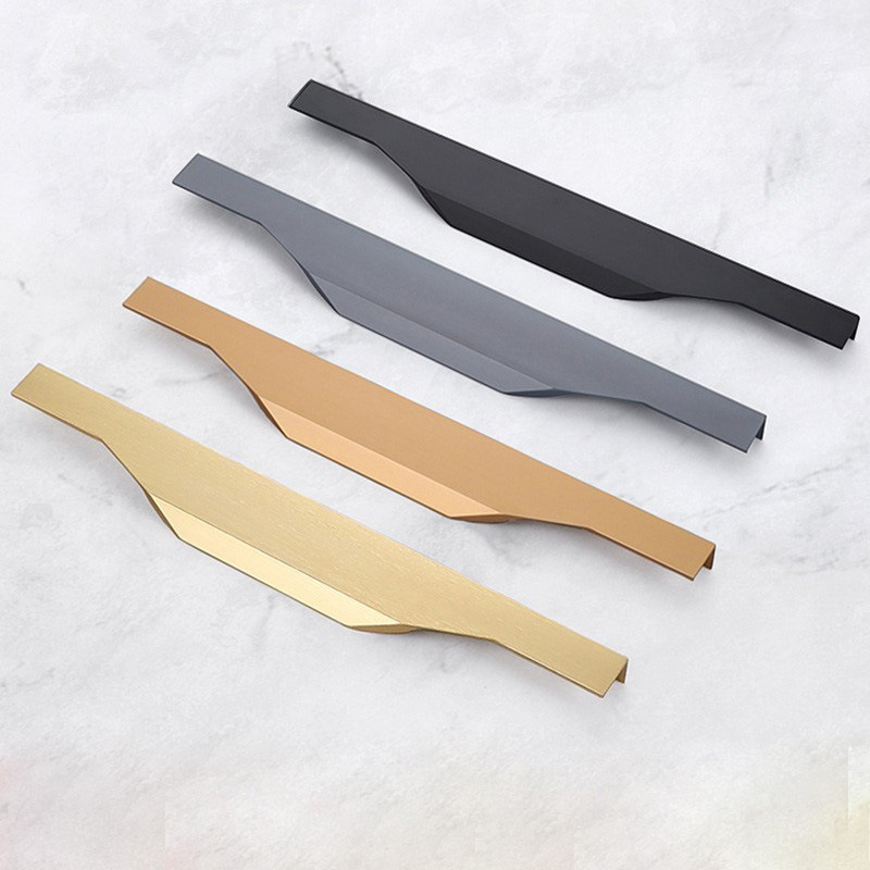 厂家直供铝合金隐形橱柜封边长拉手 黑色拇指F款柜门把手五金批发图2