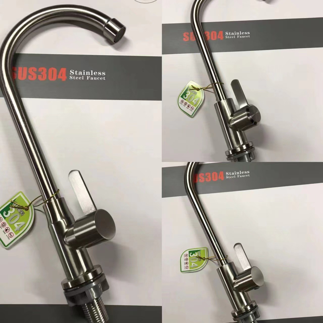 不锈钢菜盆单冷水龙头304拉丝旋转龙头厨房水槽洗衣柜单冷水龙头图2