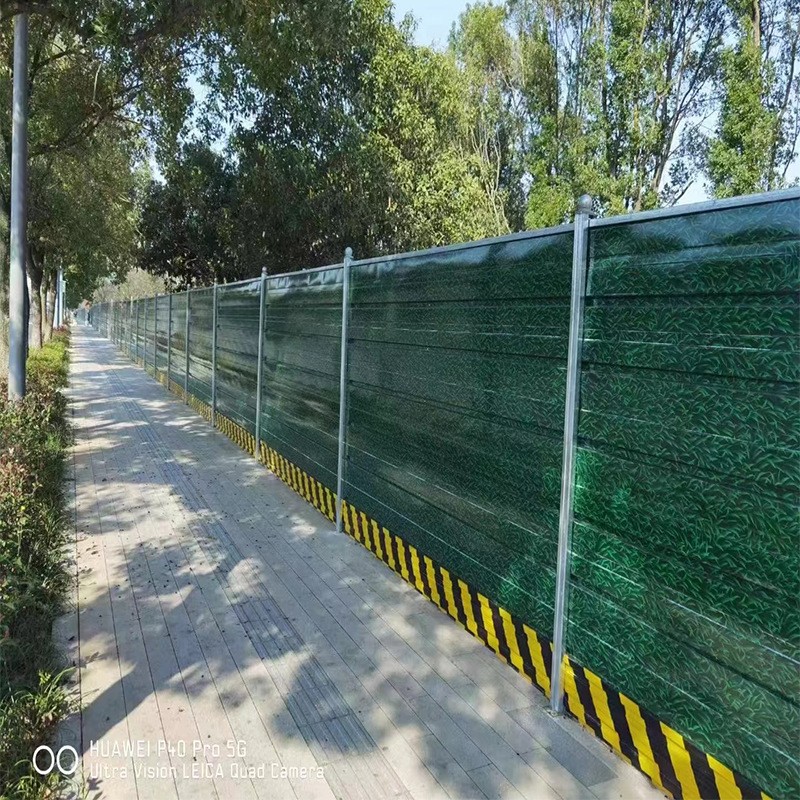 市政园林防护网道路绿色草纹铁皮彩钢围挡工地施工围挡装配式围挡
