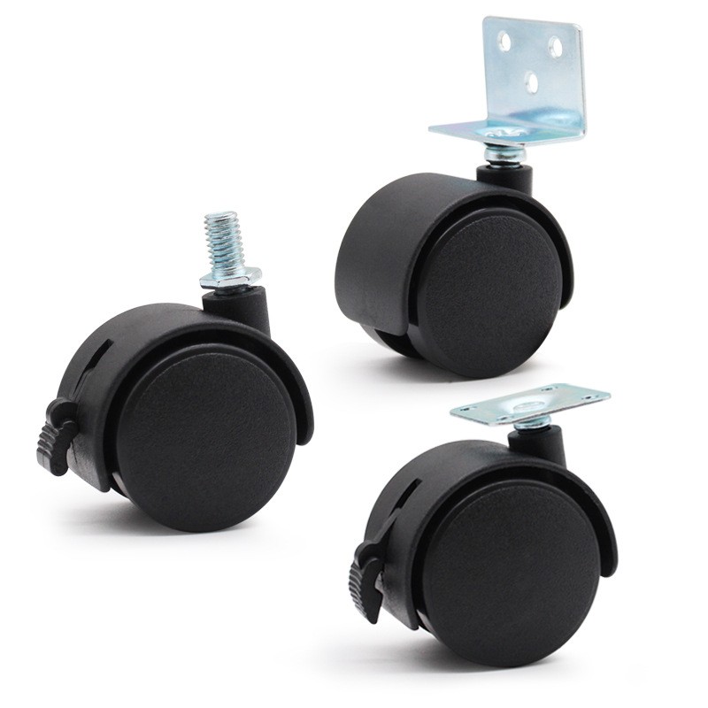 1.5寸平板脚轮直角丝牙花架用家具塑料万向轮办公活动柜子轱辘轮图2