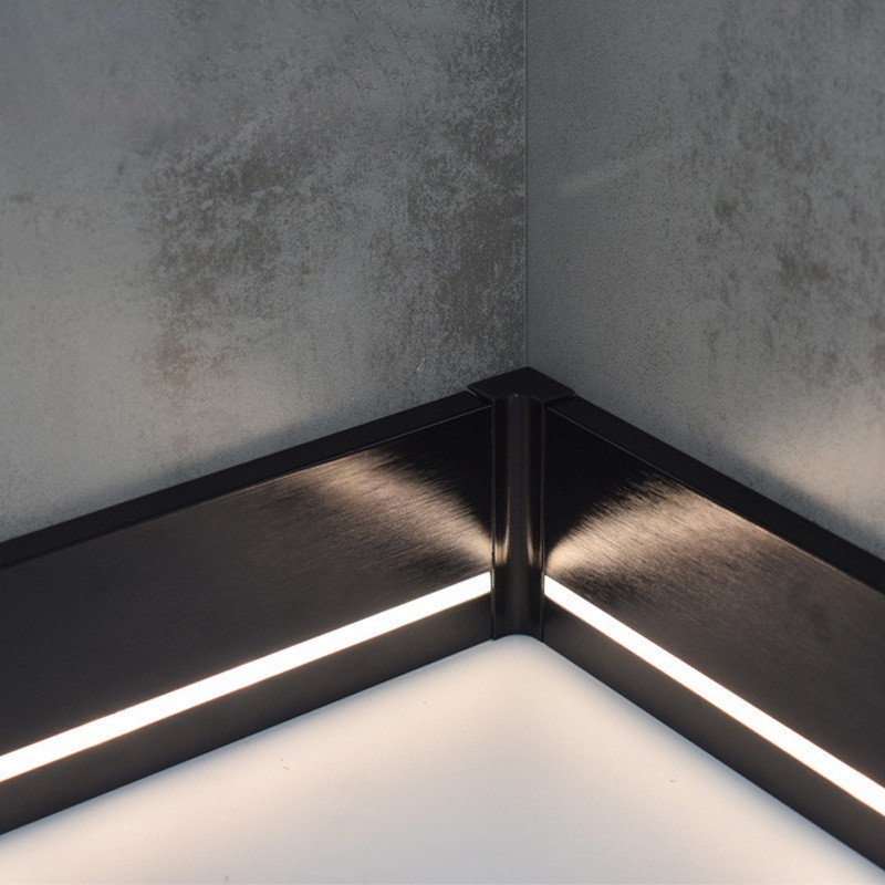 发光铝合金踢脚线带led灯槽明装不锈钢地角线灯带金属贴脚地脚线图3