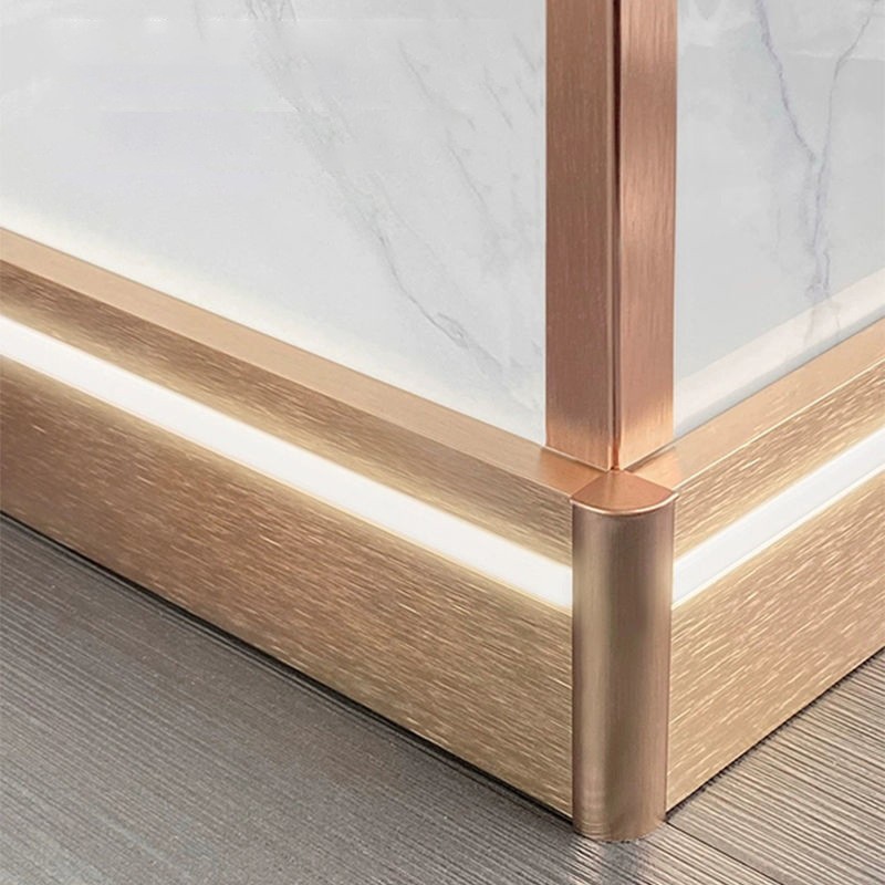 发光铝合金踢脚线带led灯槽明装不锈钢地角线灯带金属贴脚地脚线图2