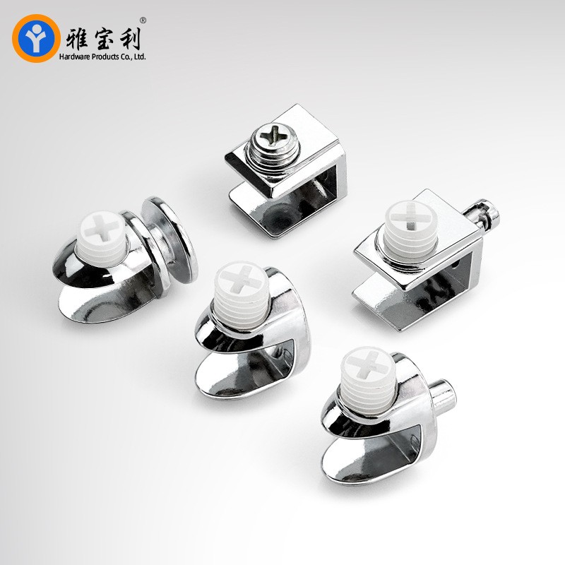 玻璃固定夹层板托圆柱半圆方形玻璃夹卡扣浴室橱柜隔板鱼嘴夹批发图2