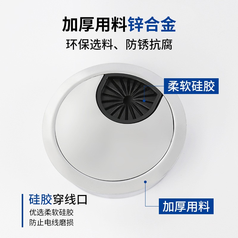 锌合金穿线孔盖穿线孔过线孔装饰盖锌合金走线孔圈圆形线孔盖板图3