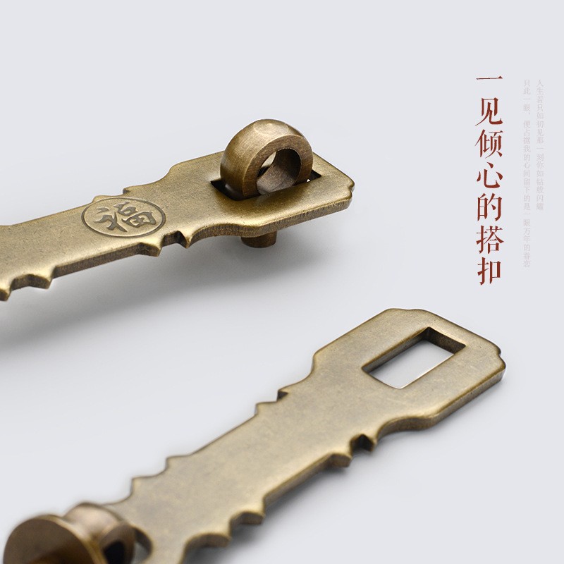 中式仿古大门锁扣纯铜搭扣门扣门栓老式实木门锁鼻子挂锁全铜插销图2