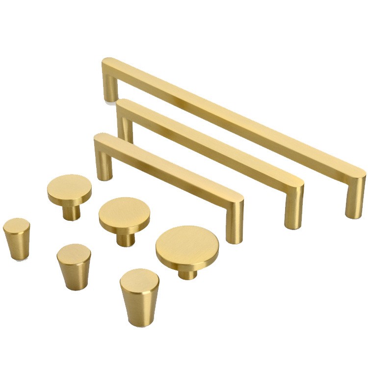 新中式纯铜拉手衣柜抽屉橱柜现代简约轻奢金色黄铜柜门把手北欧图2