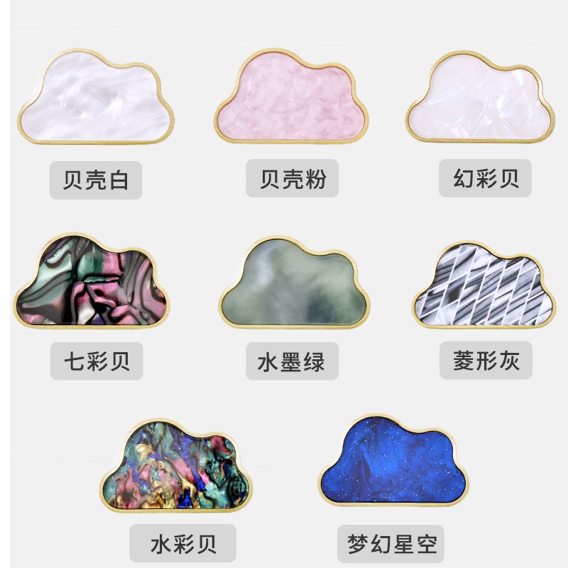 纯铜拉手抽屉柜门把手橱柜衣柜门把手黄铜云拉手创意单孔贝壳拉扣图2