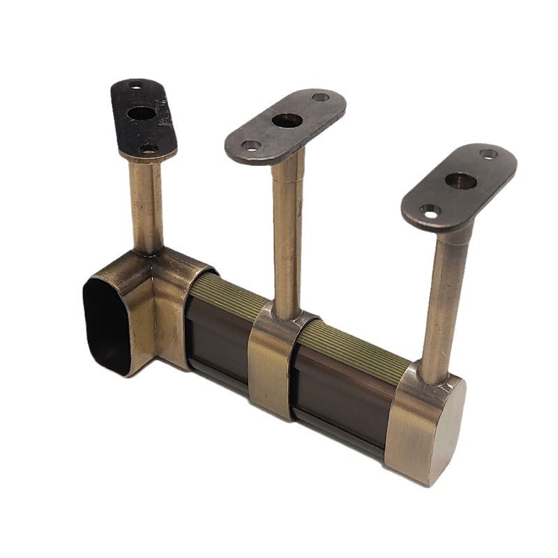 锌合金衣托 加厚底座衣通法兰座 衣柜顶装拐角托座半通挂衣杆吊通图3