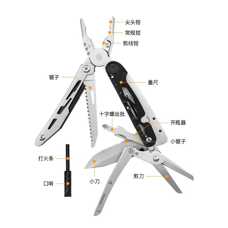户外多功能钳子剪刀组合钢丝钳野外露营徒步工具小刀亚马逊爆款图2