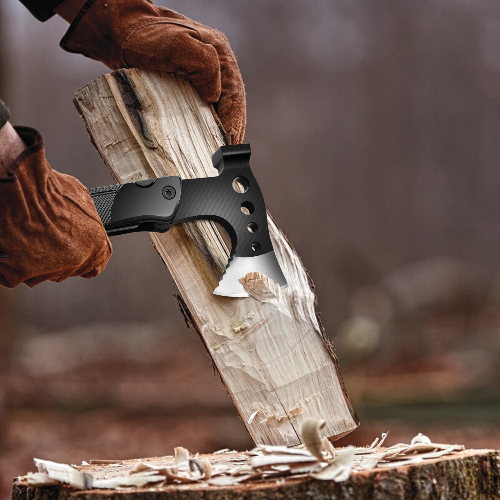 亚马逊爆款多功能斧头加长手柄斧子锤子户外野营便携折叠救生工具图3