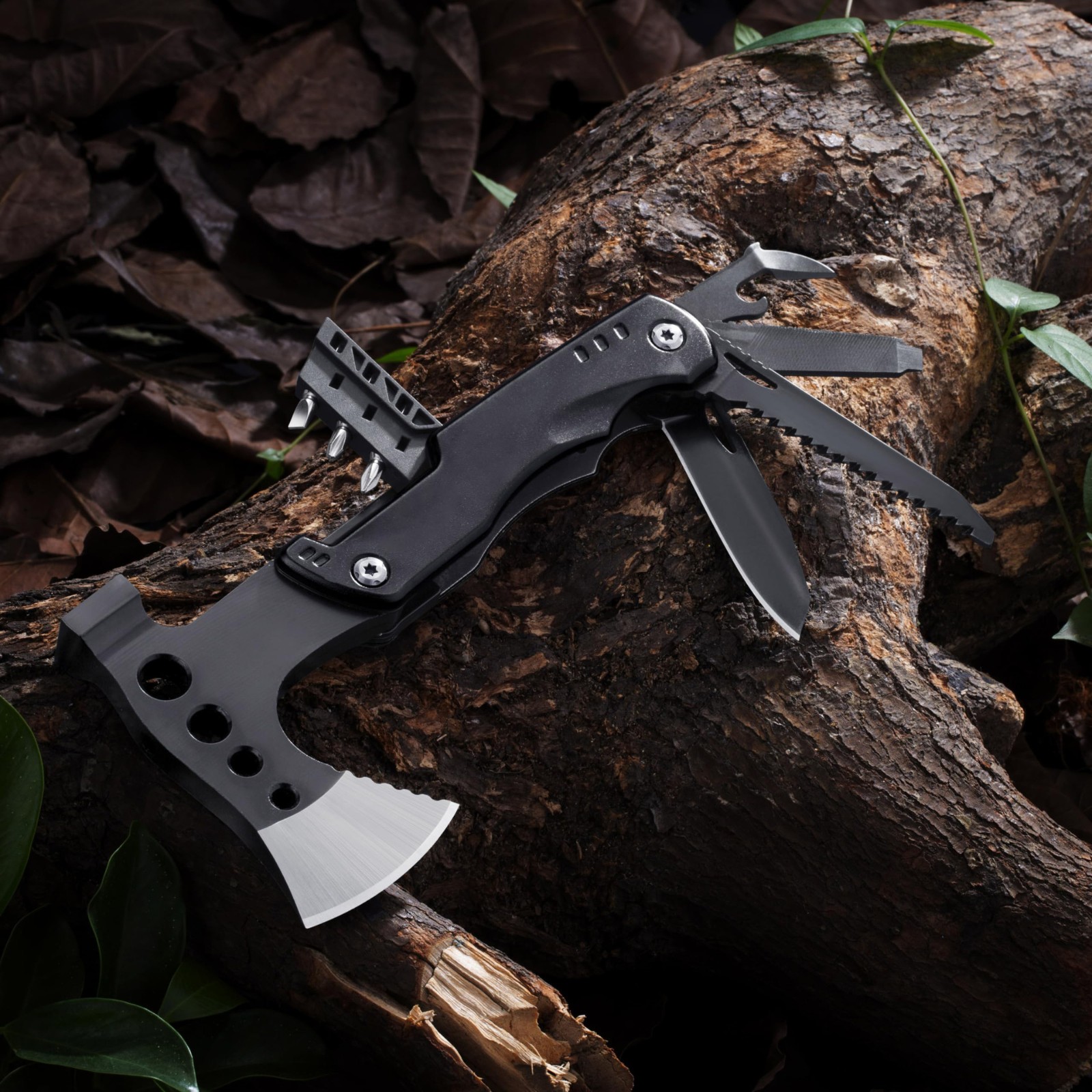 户外多功能斧头露营不锈钢小刀斧子锤子组合五金工具亚马逊爆款图3